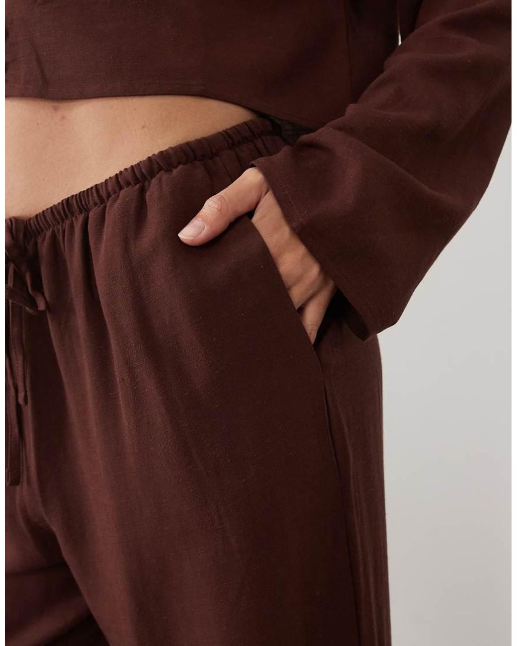 ASOS Brown Linen Pull On Pants