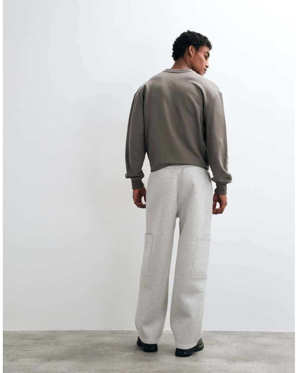 ASOS Gray Wide Leg jogger W/ Fatique & Patch Pockets for men