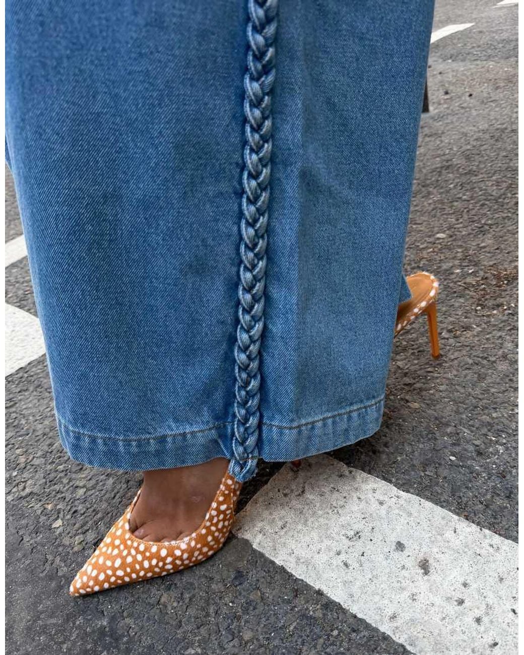 Never Fully Dressed Blue Denim Plaited Detail Jeans