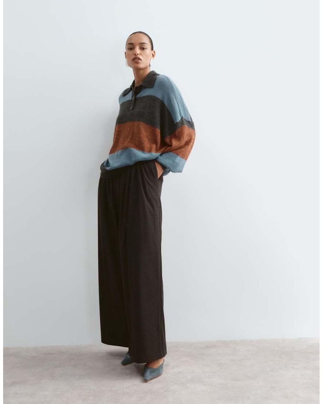 ARRANGE Black Knitted Oversized Grandad Shirt