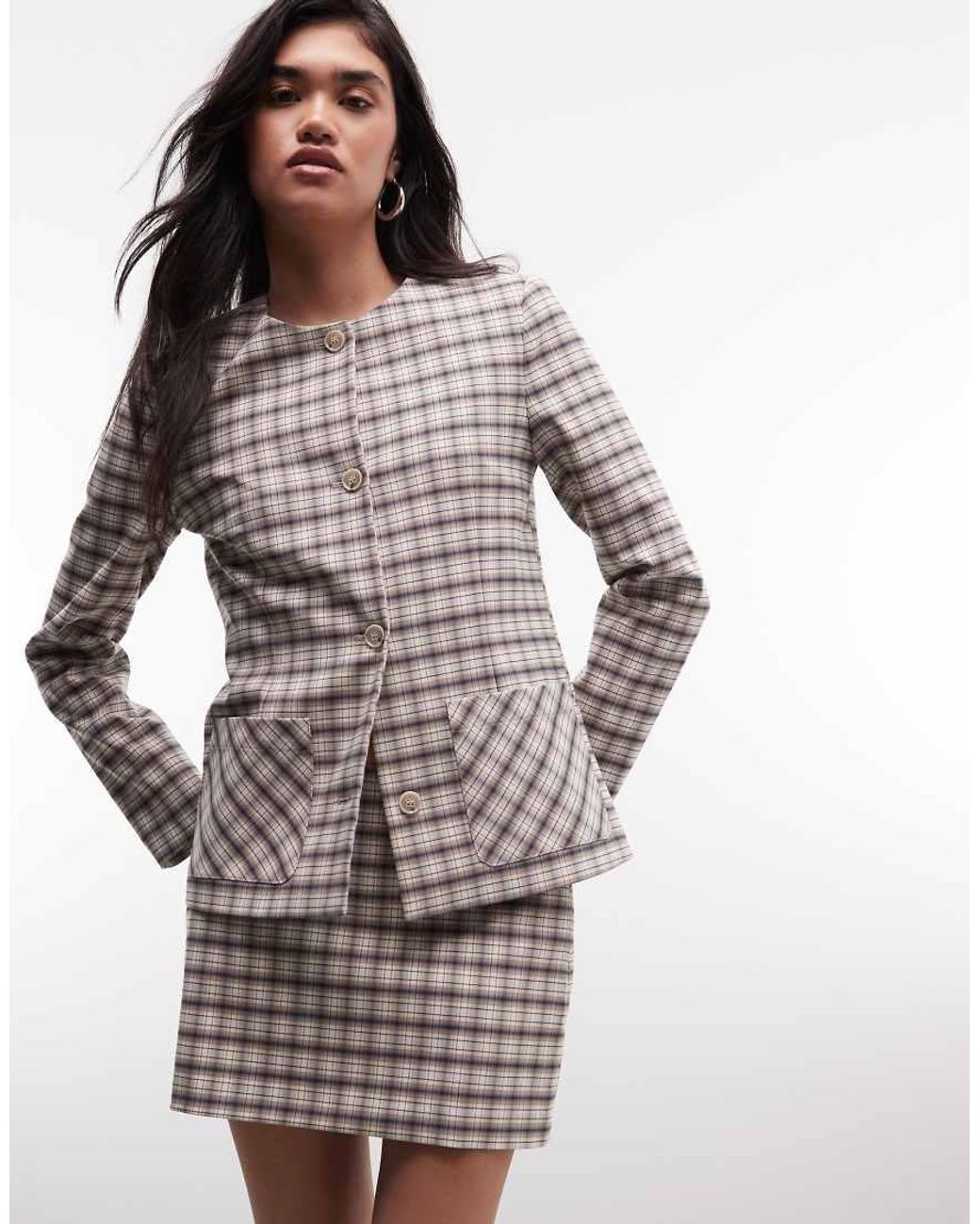 ASOS Gray Tailored Collarless Jacket