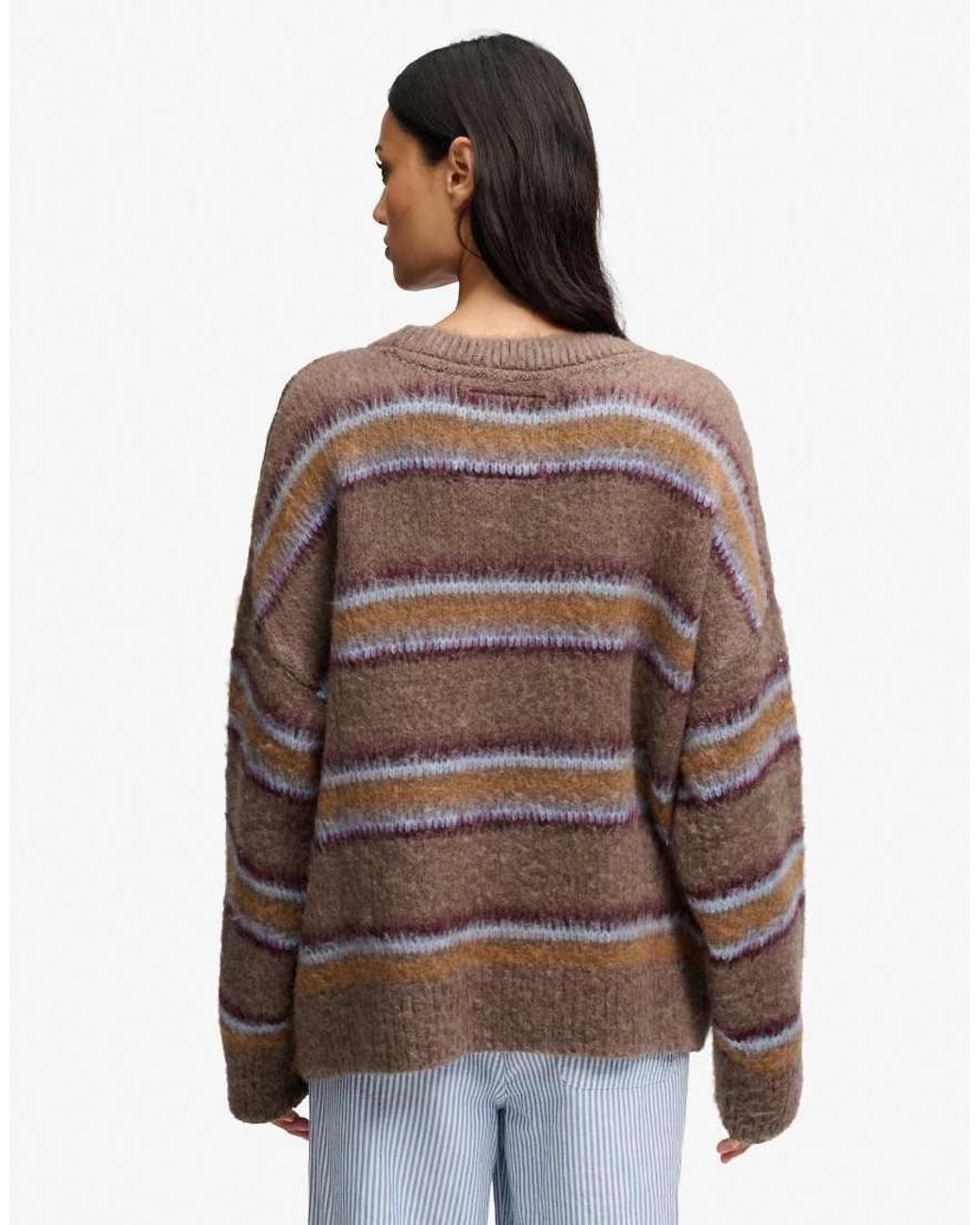 Superdry Brown & Co Slouchy Brushed Stripe Knit Jumper