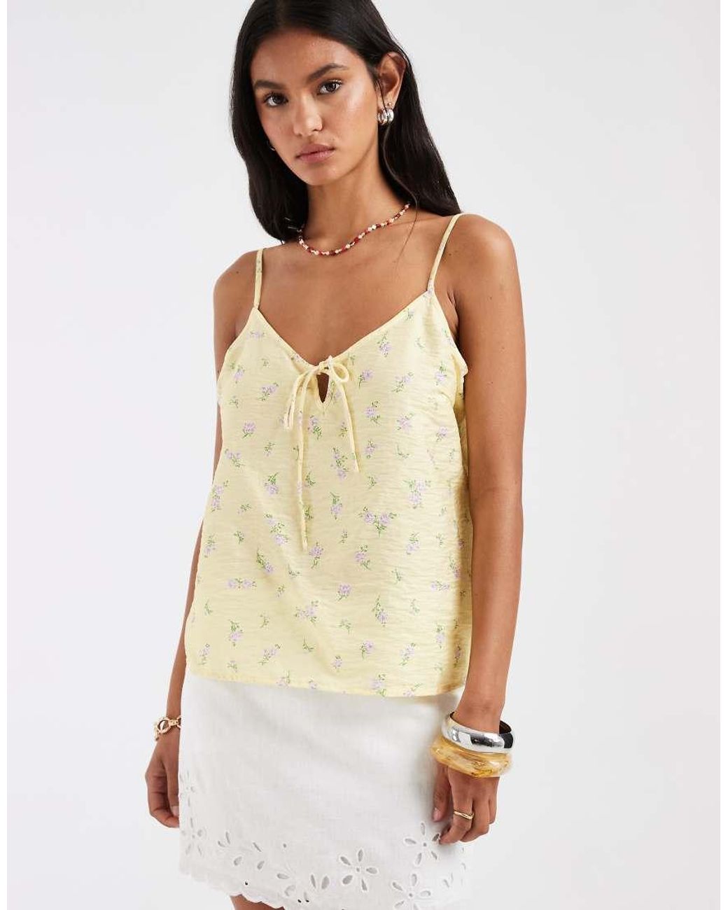 Pieces Natural Tie Front Cami Top