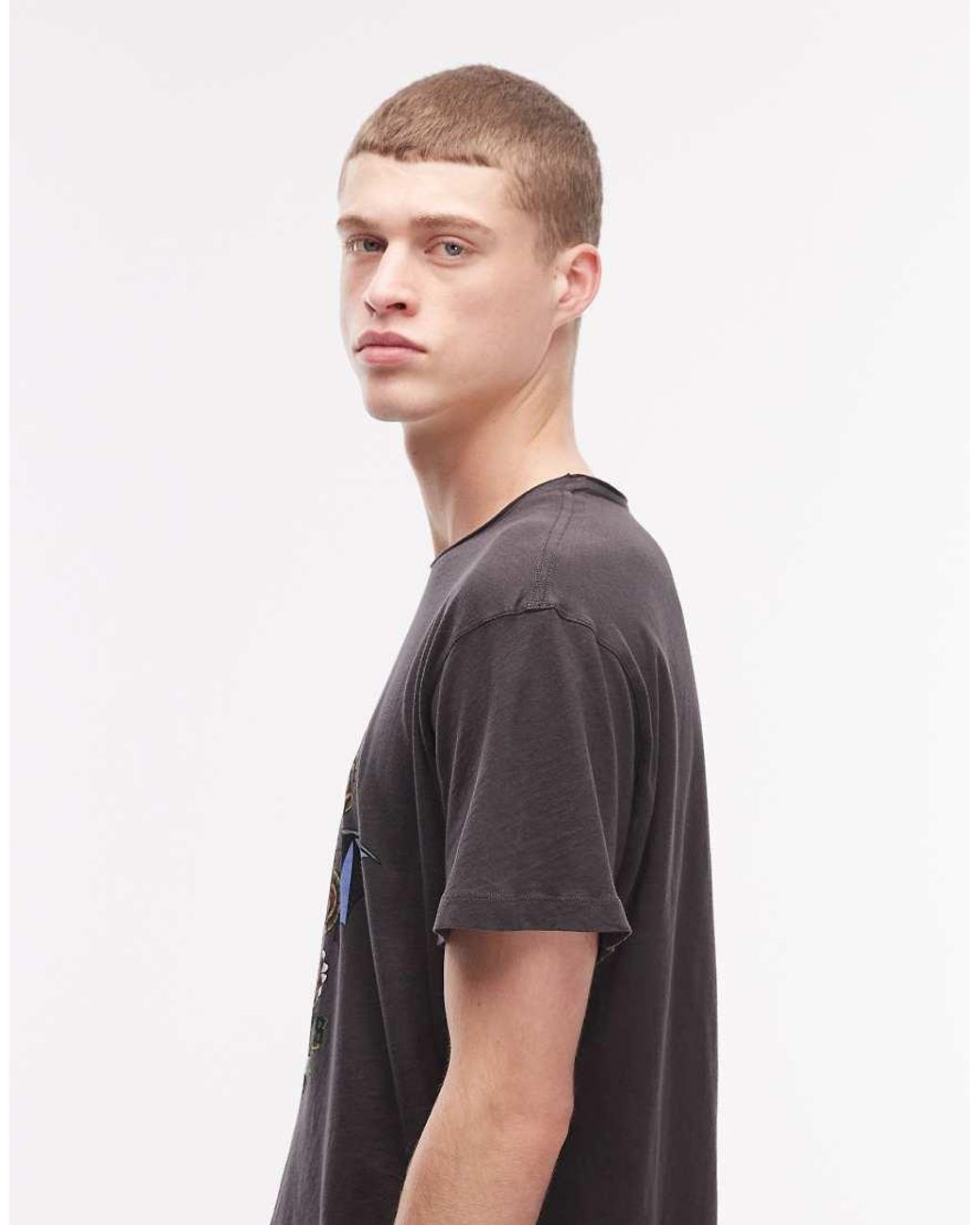 AllSaints Black Sabre Graphic Logo T-shirt With Back Print for men