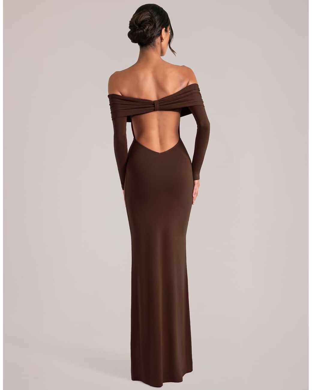 Oh Polly Multicolor Modal Off Shoulder Cut Out Detail Maxi Dress