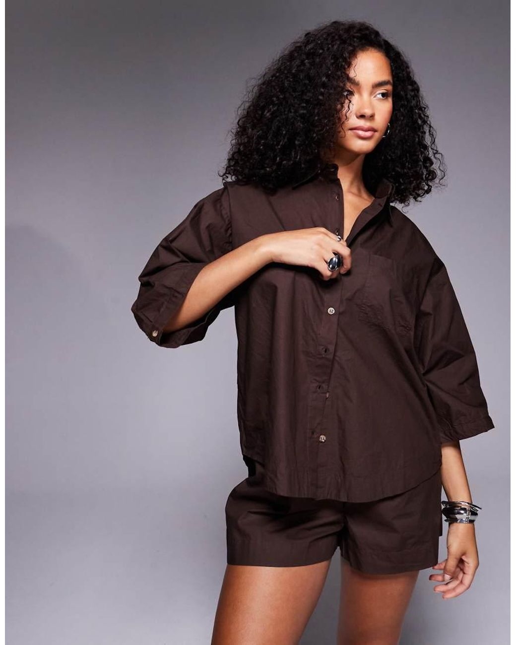 River Island Brown Boxy Shirt