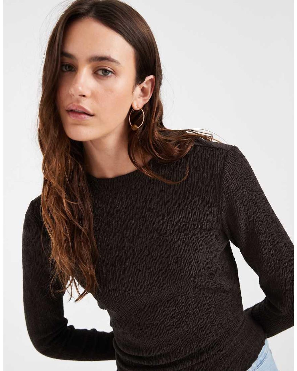 ONLY Blue Textured Asymmetric Top