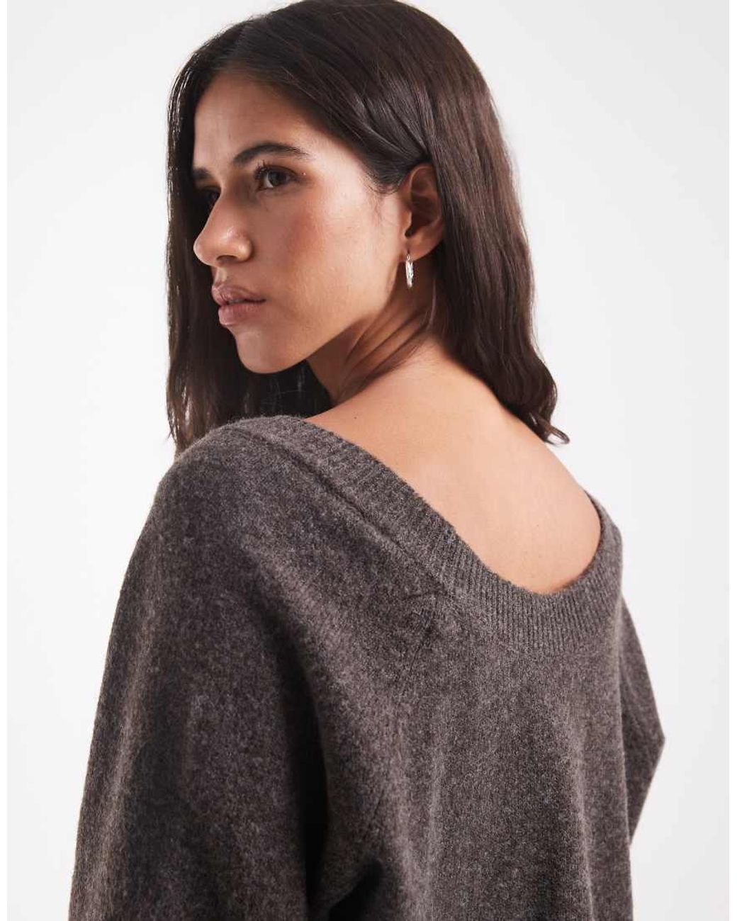 ONLY Brown Reversible Knit Sweater