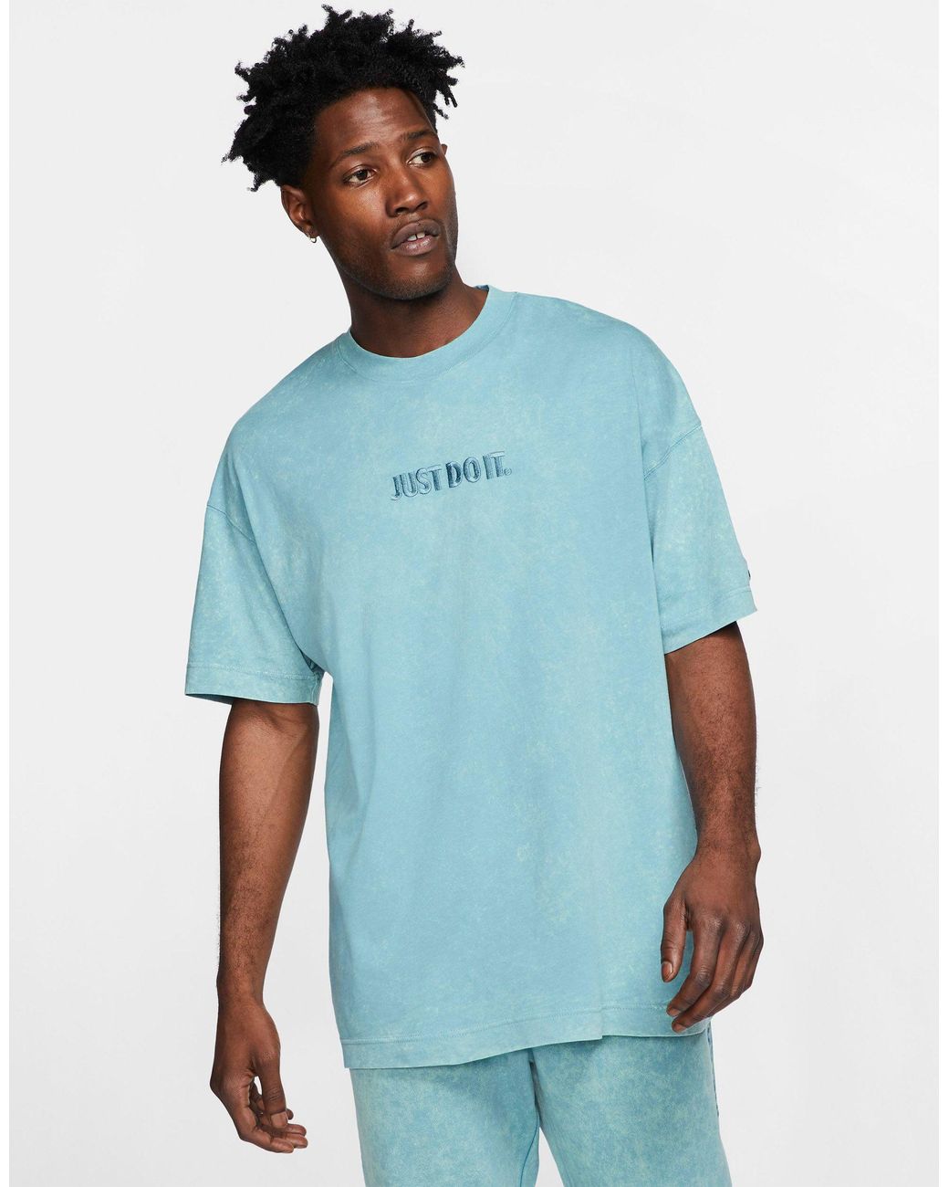 Nike – Just Do It – Verwaschenes T-Shirt in Blau für Herren | Lyst DE