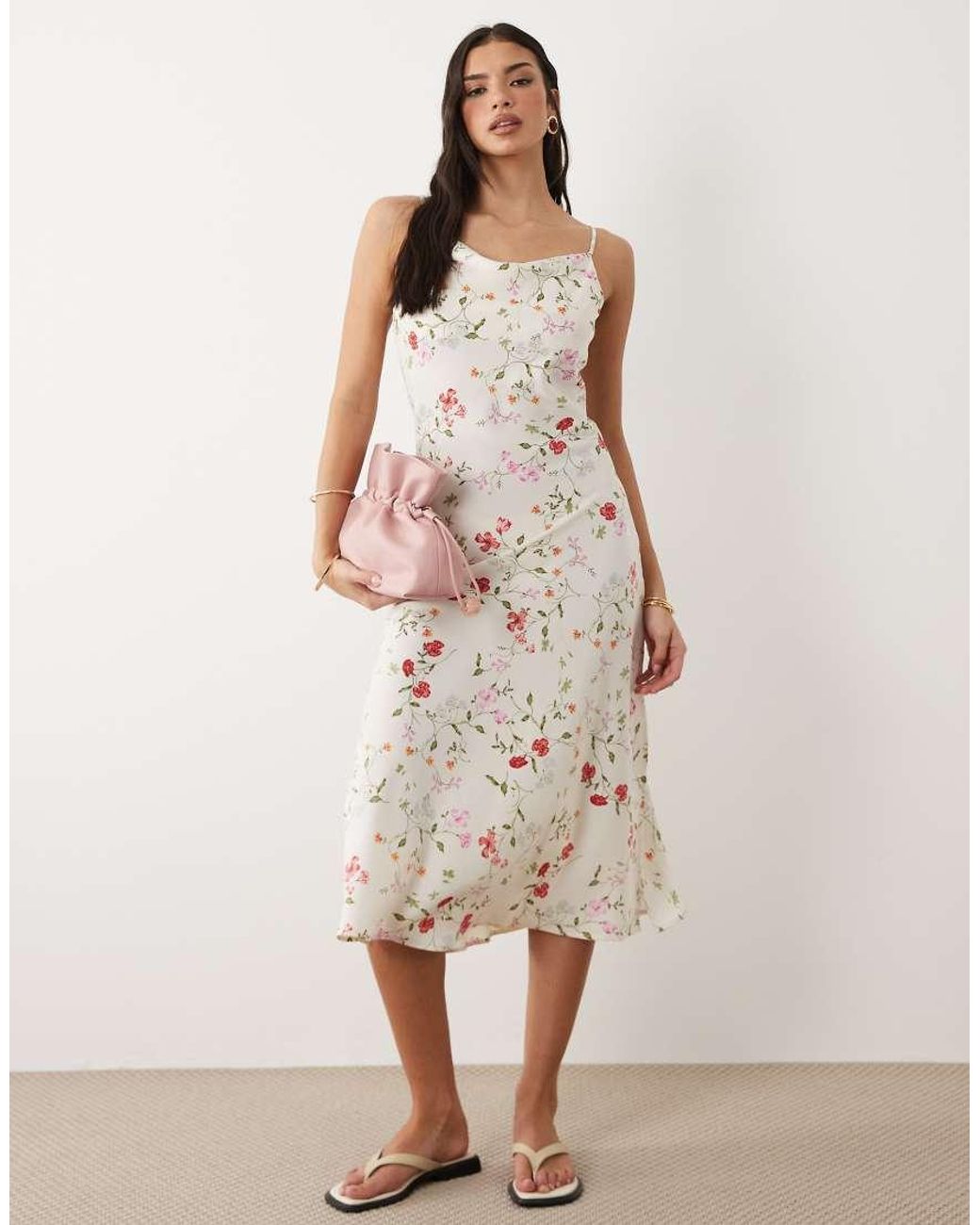 Y.A.S Natural Satin Cami Midi Dress