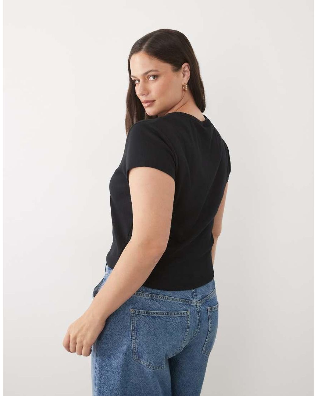 ASOS Black Asos Design Curve Baby Tee With Oahu Exotic Fruit Graphic