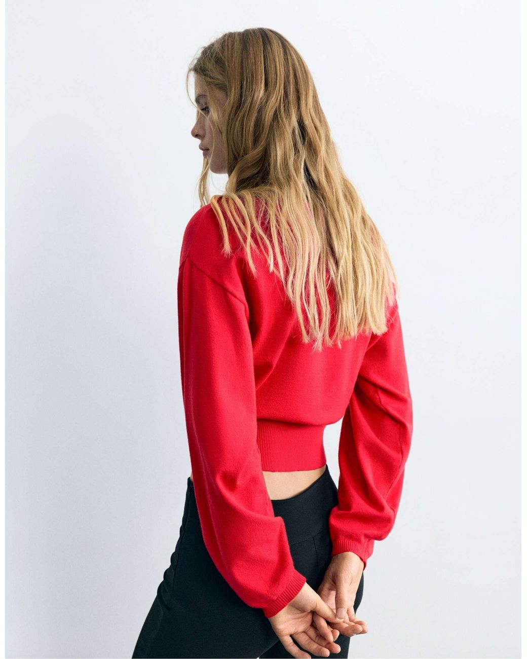 Pull&Bear Red Pullover mit asymmetrischem ausschnitt