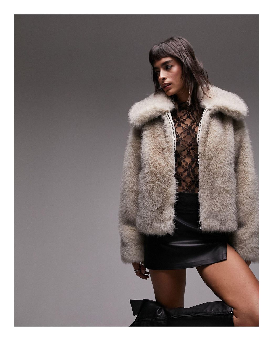 White fur coat outlet topshop