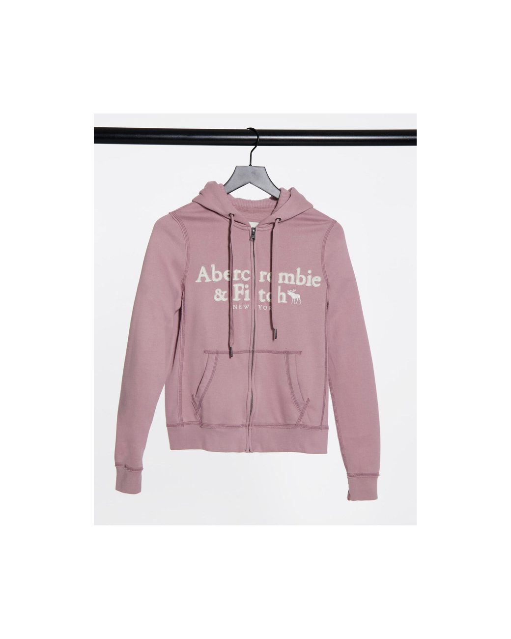 Sudadera con capucha rosa con cremallera Abercrombie & Fitch de color Rosa  | Lyst