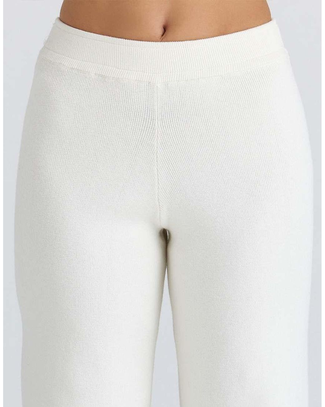 House Of Cb White Andie Ivory Merino Wool Knit Trousers
