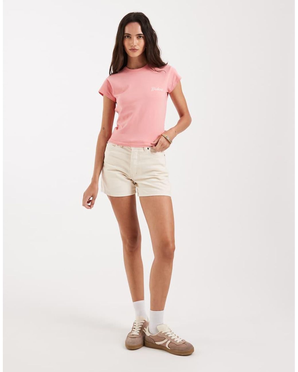 Dickies Pink Capped Sleeve Baby Tee