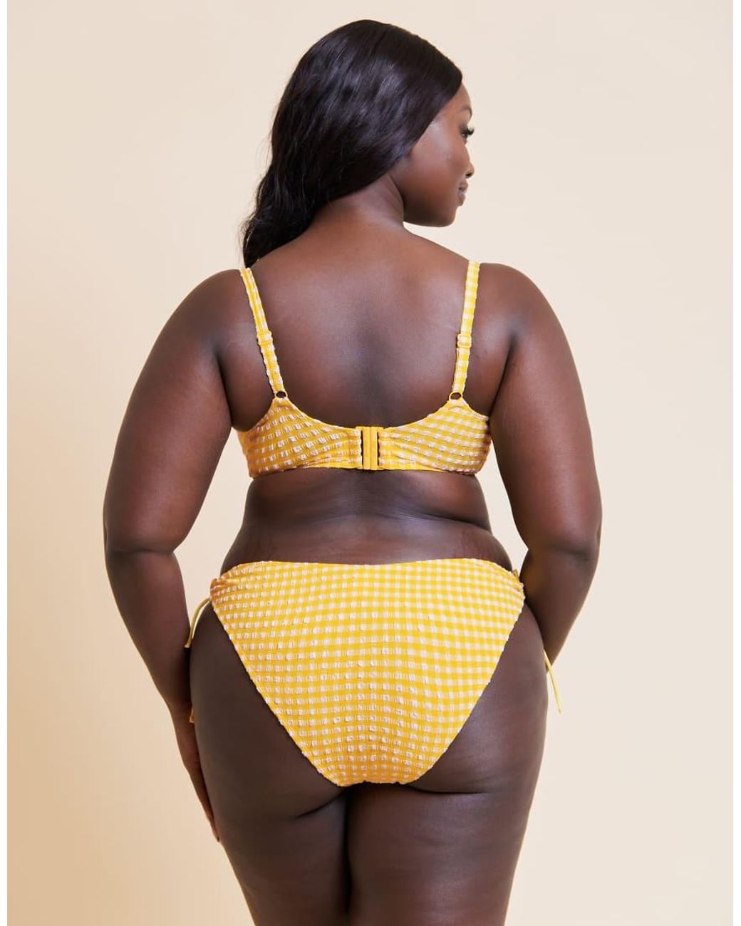Curvy Kate Yellow Holiday Gingham Scooped Balcony Bikini Top