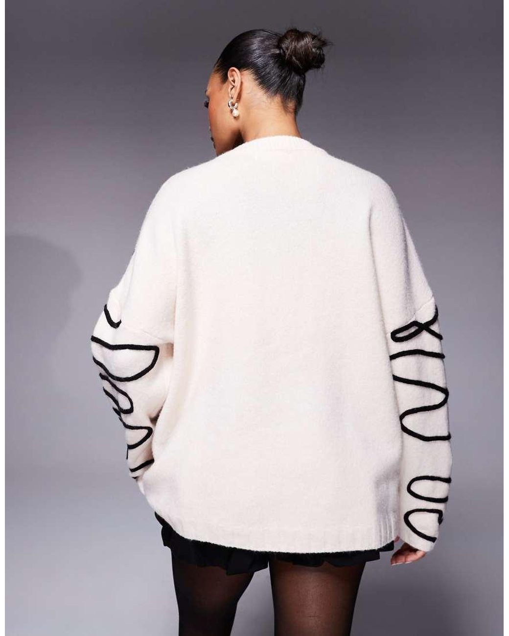 Kaiia Gray Exclusive Crew Neck Abstract Stitch Jumper