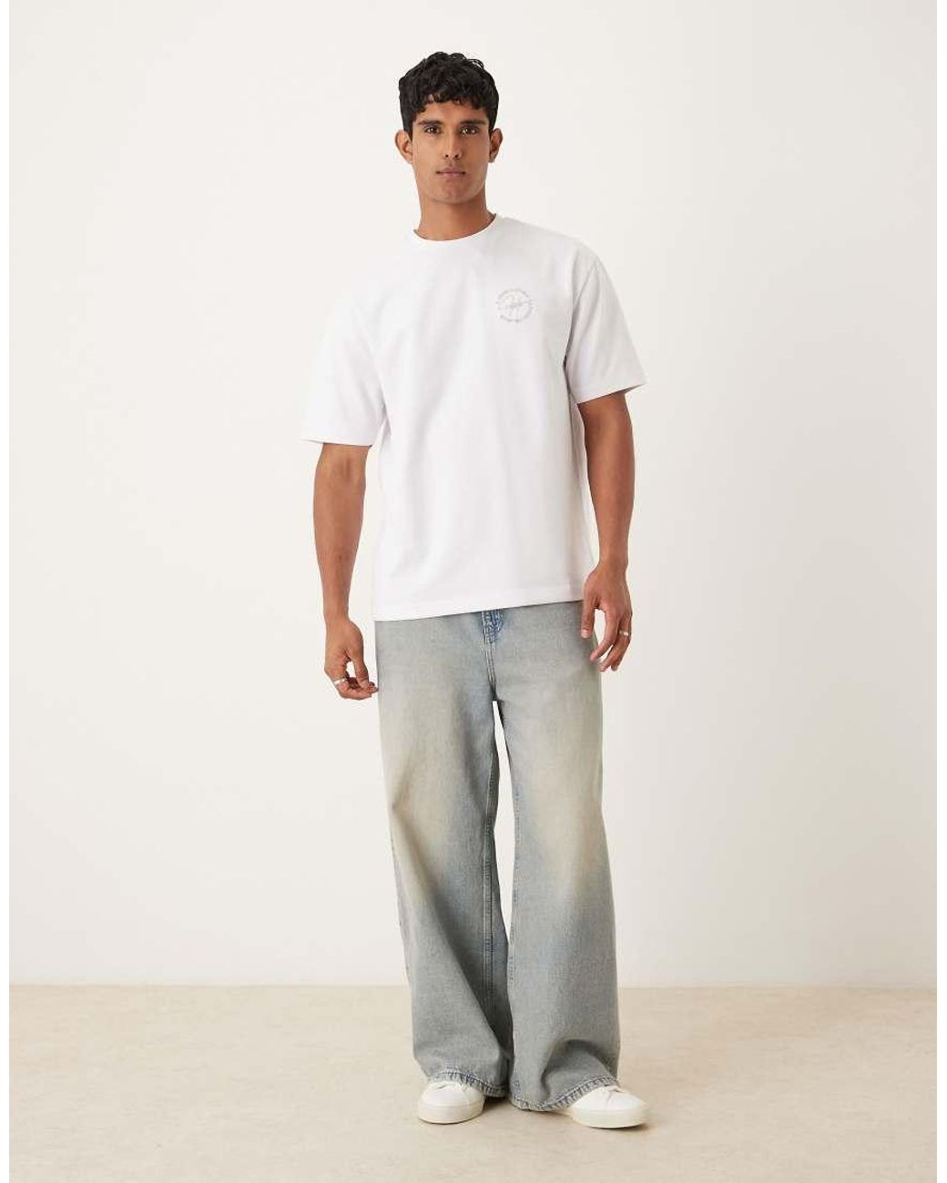ASOS White Heavyweight Relaxed T-shirt With City Graphic for men