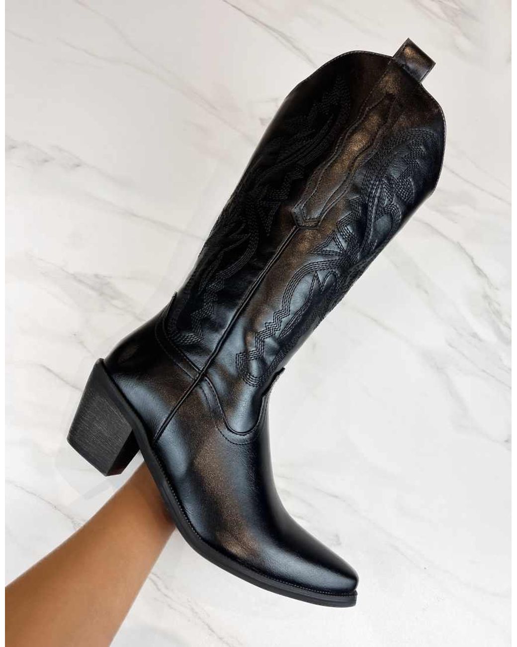 GIA STUDIOS Black Cowboy Western Boots