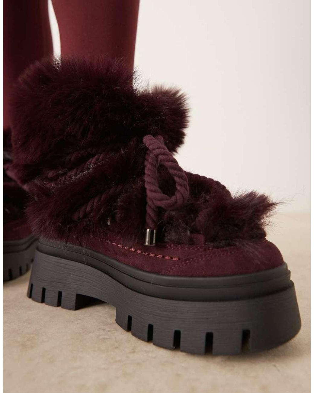 ASOS Black Acclaim Shearling Lace Up Snow Boots