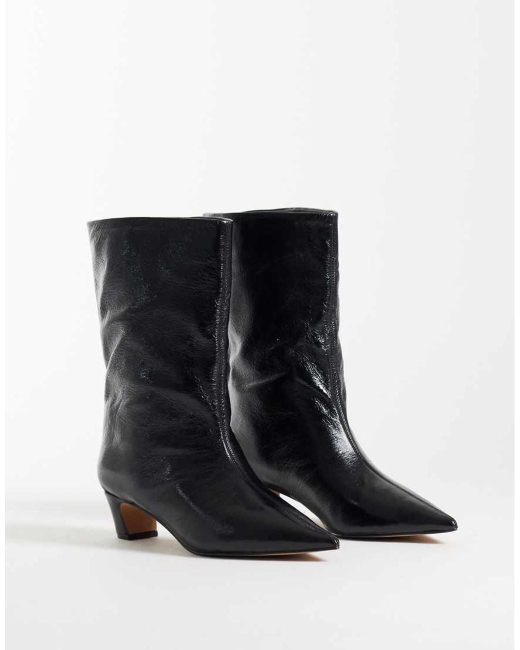 Steve Madden Black Lytton Kitten Heel Mid Ankle Boots
