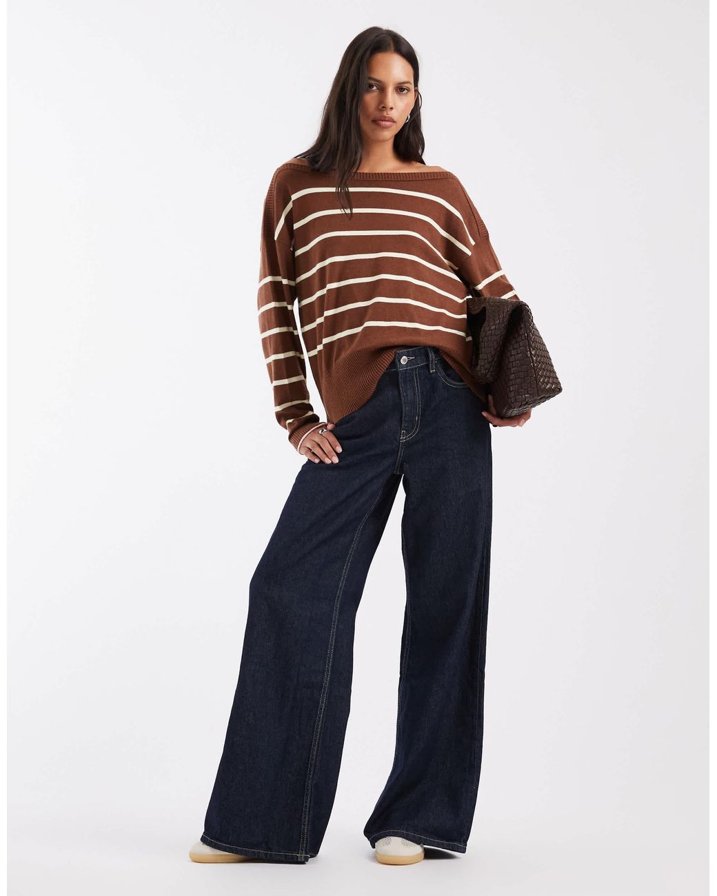 Pull à rayures en maille ASOS en coloris Brown