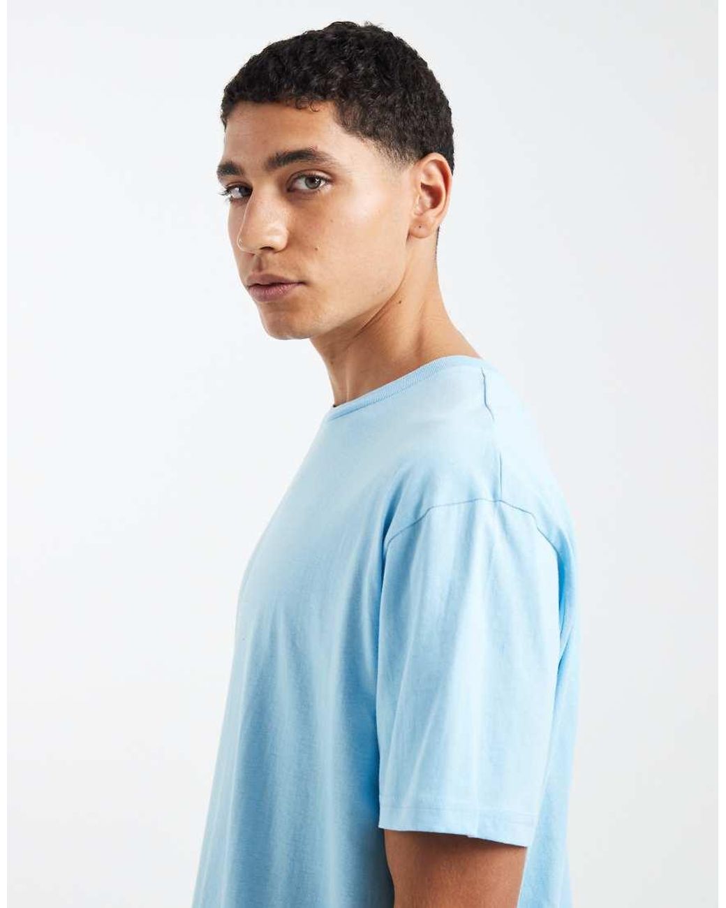 Brave Soul Blue Oversized Crew Neck T-shirt for men