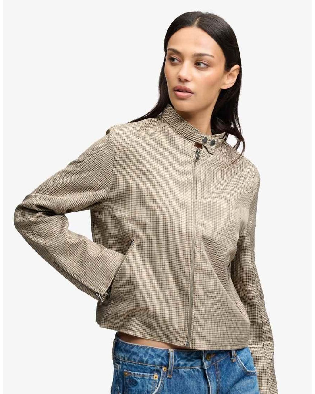 Superdry Natural Moto Check Jacket