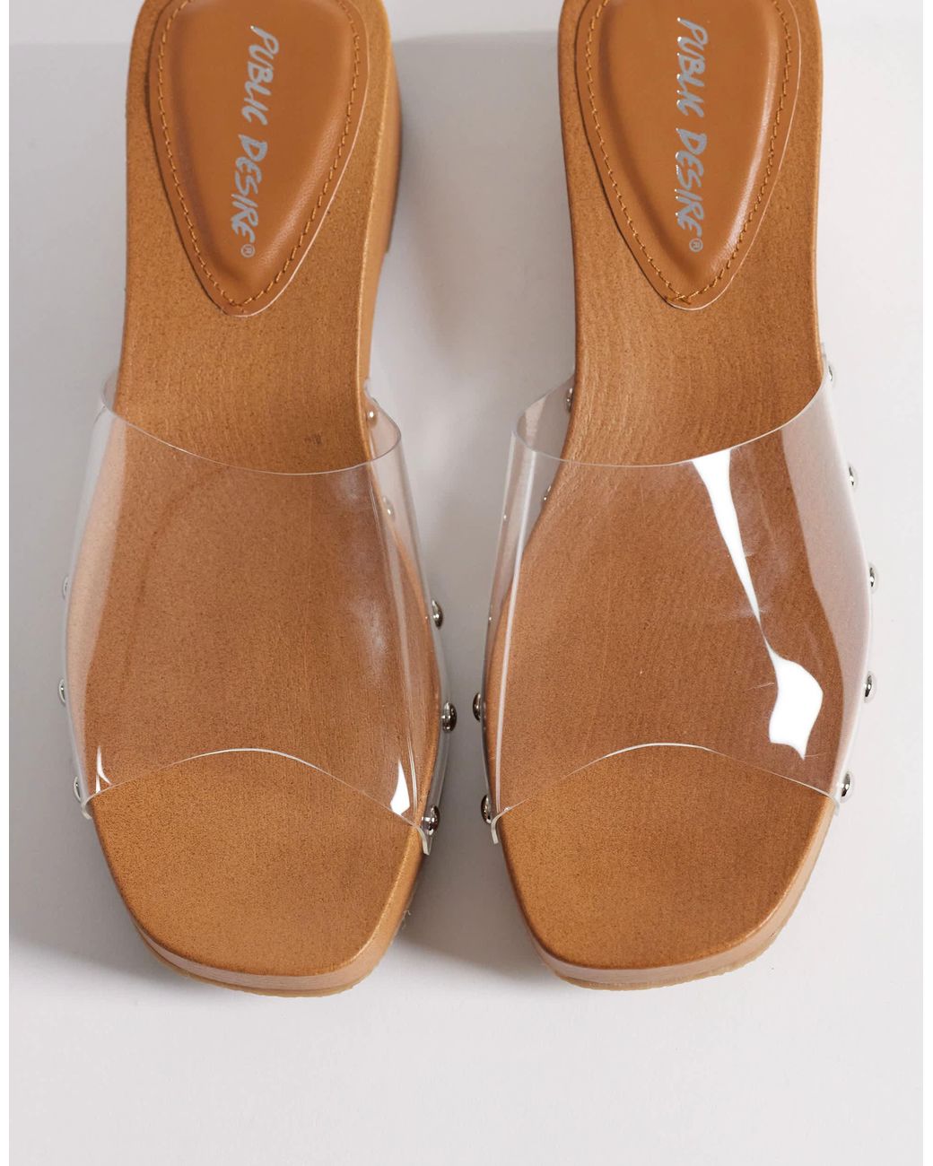 Public Desire White Alma Clear Clogs