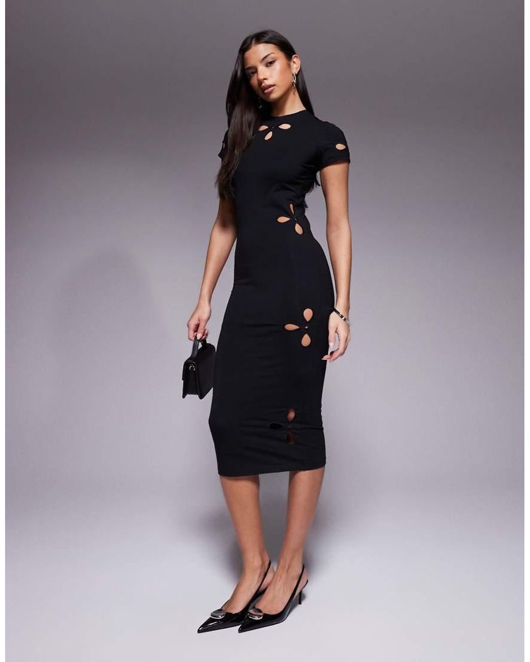 GOOD AMERICAN Blue Cut Out Detail Midi Dress