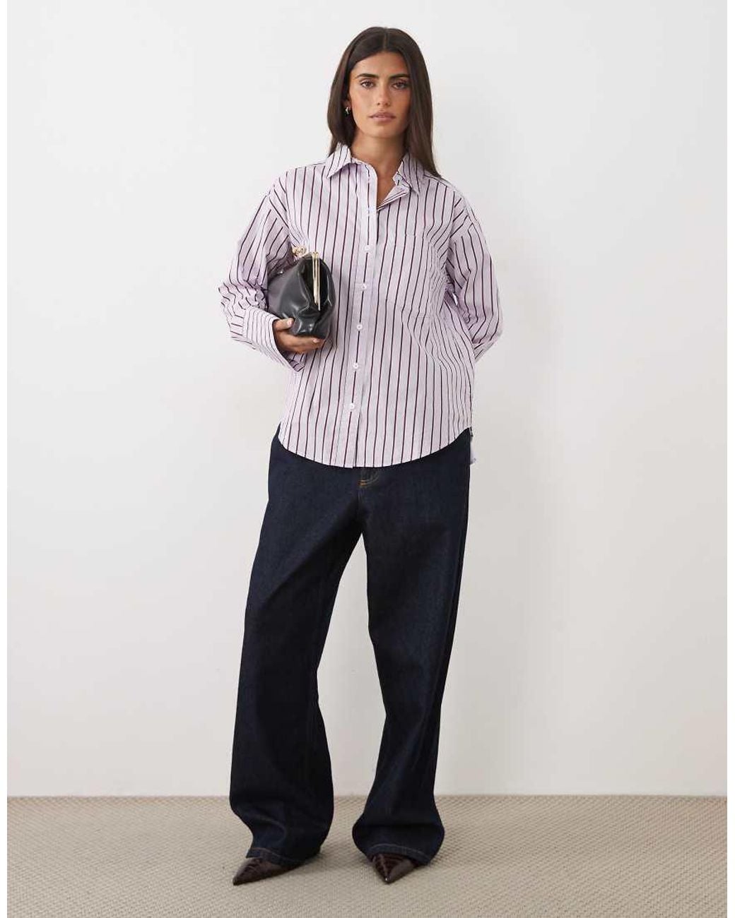 Gina Tricot Purple Oversized Poplin Shirt
