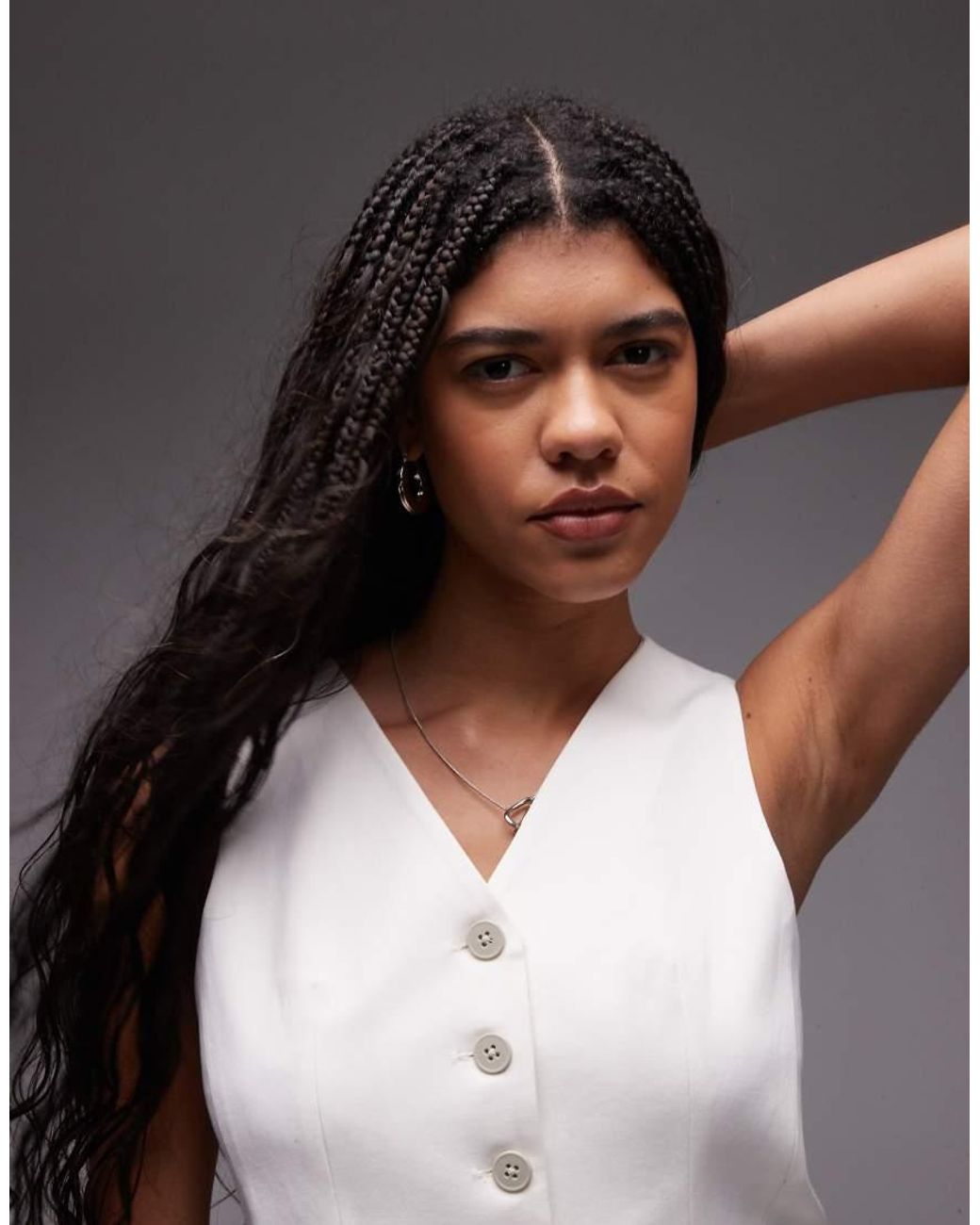 TOPSHOP Gray V Neck Cropped Waistcoat