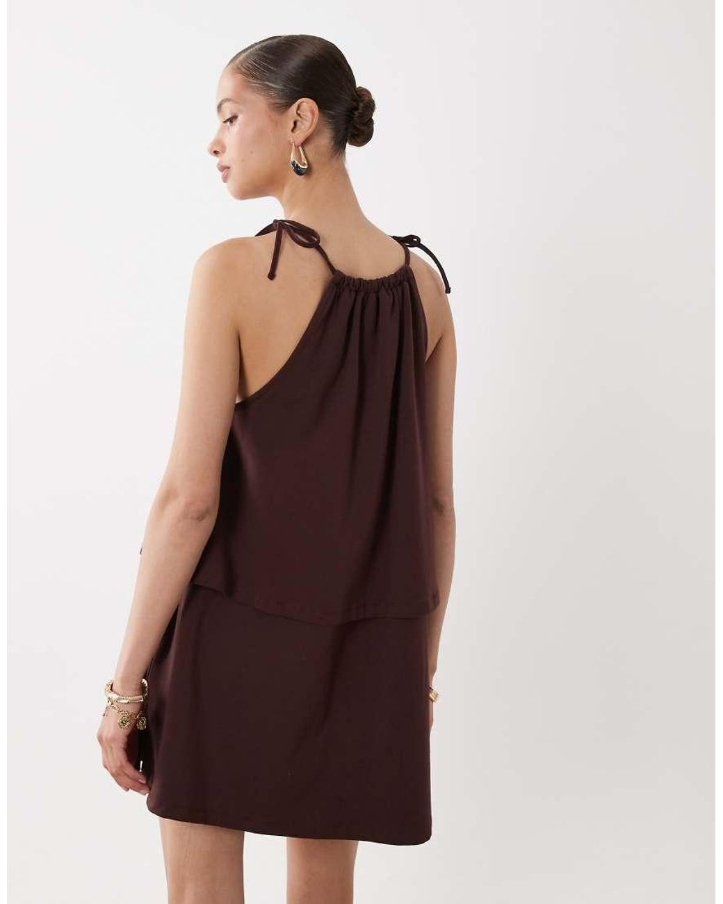 ASOS Red Tie Neck Baby Doll Mini Dress