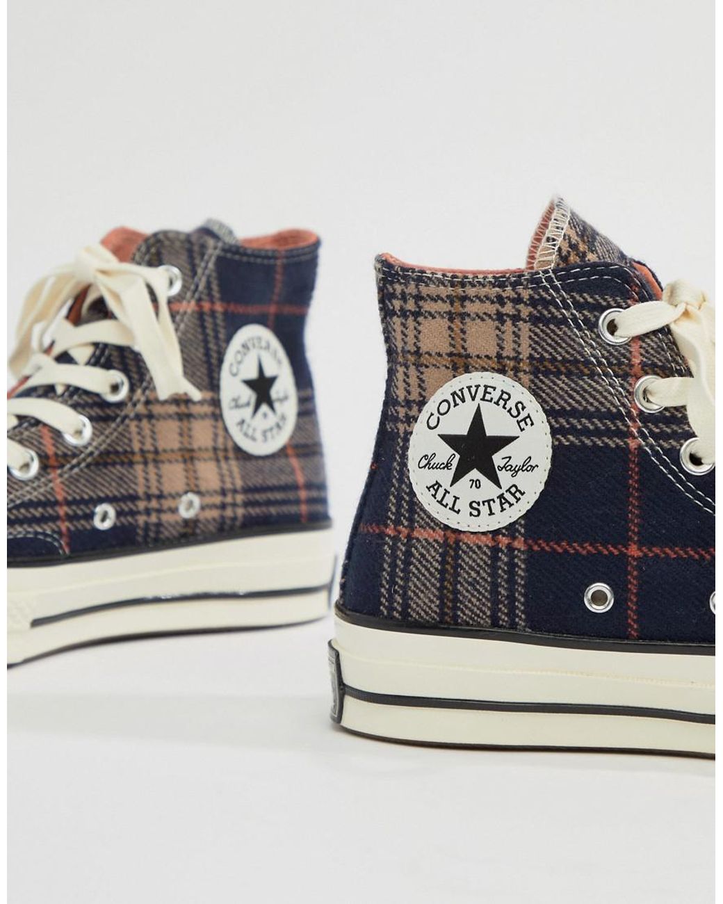 Converse Chuck 70 Hi Navy Plaid Sneakers in Blue | Lyst