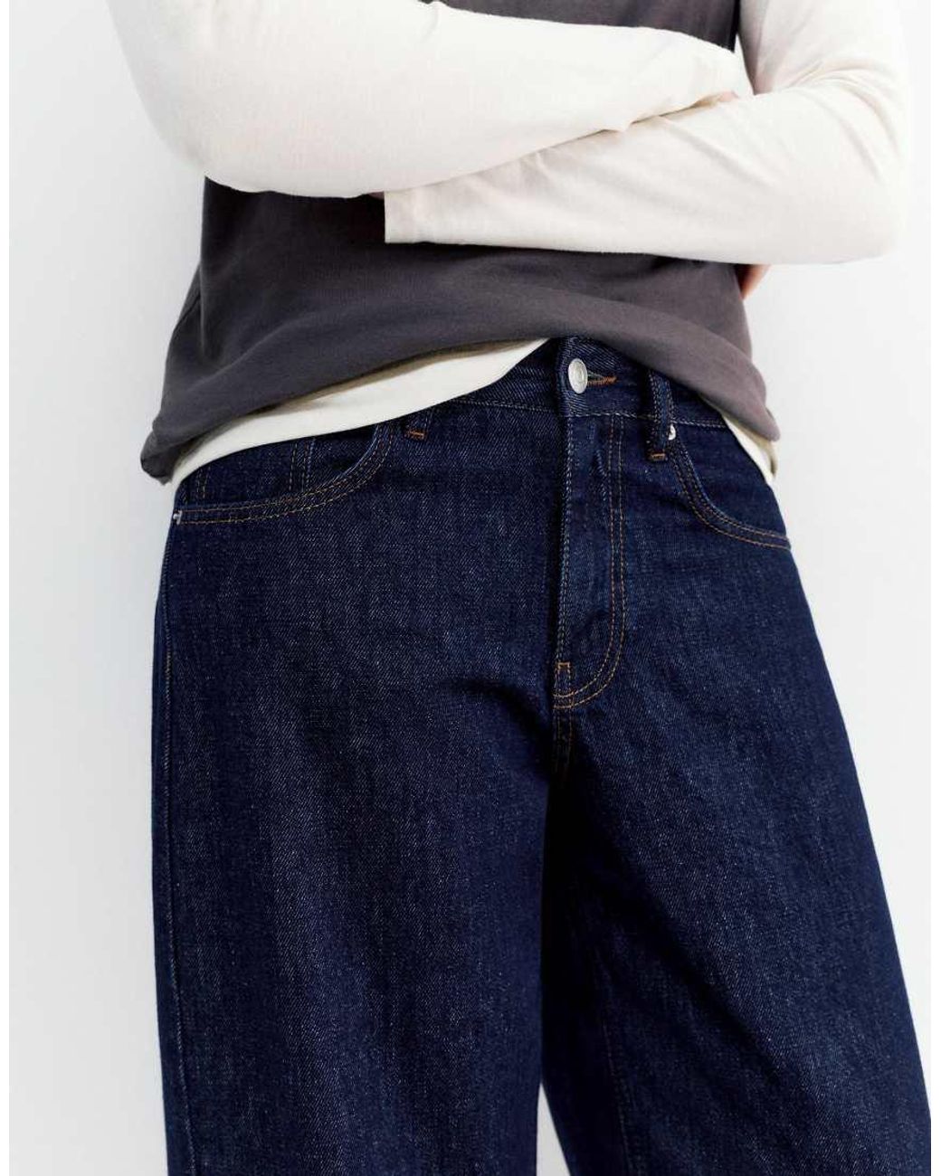 Pull&Bear Blue Low-Rise Barrel Jeans