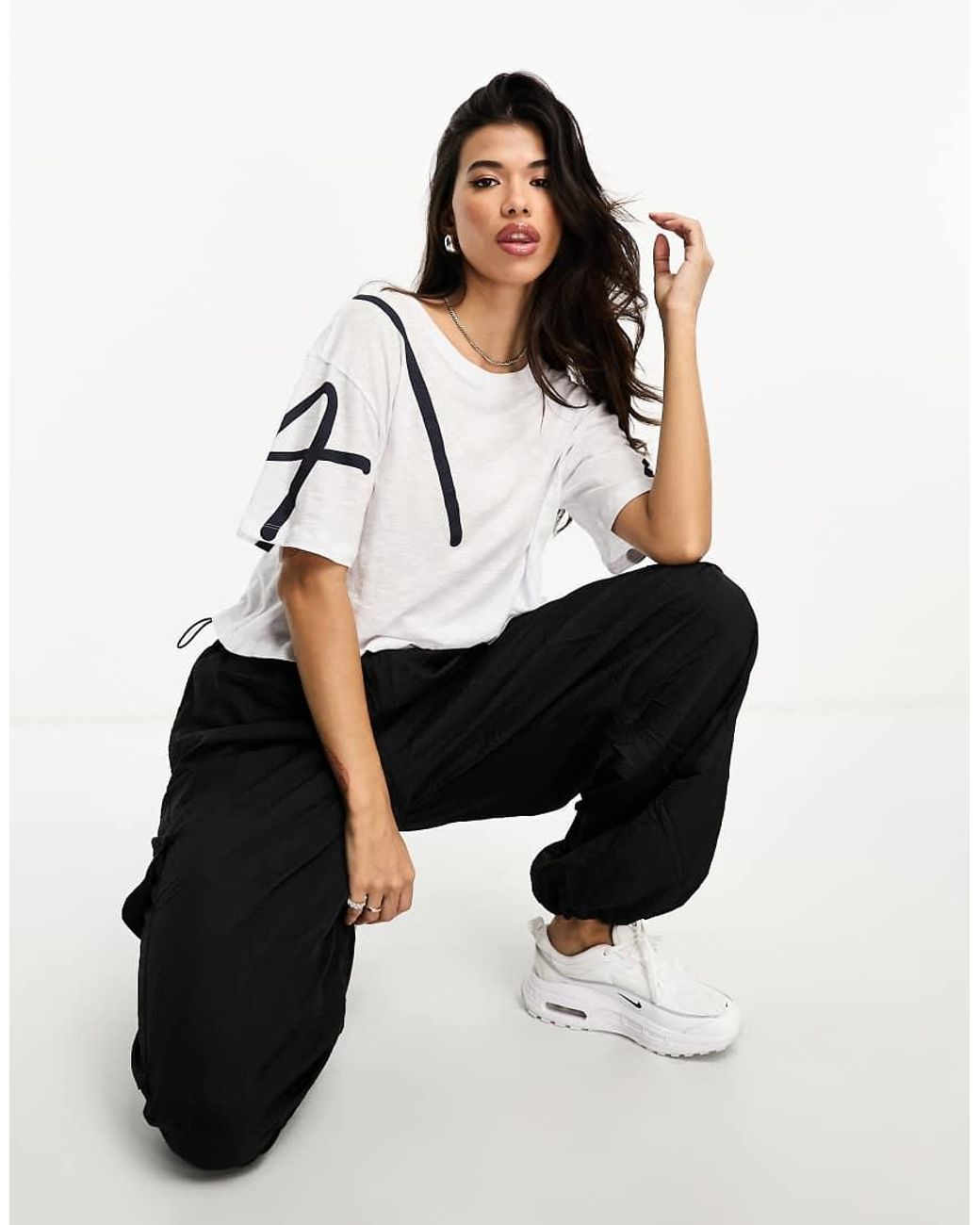 ARMANI EXCHANGE Black Crop T-Shirt