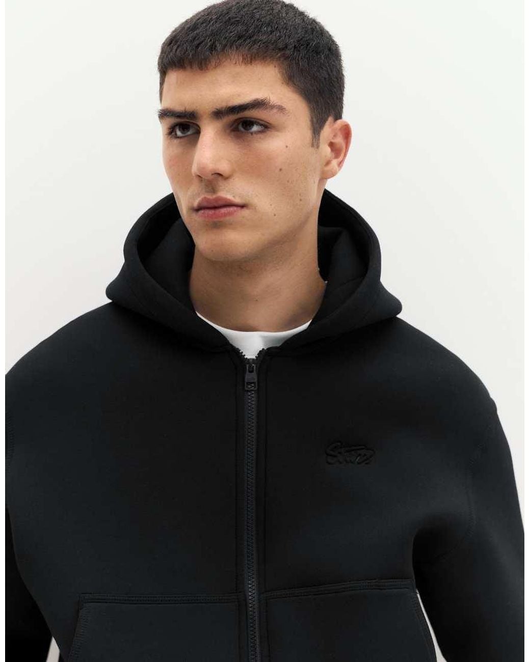 Pull&Bear Black Stwd Zip-up Hoodie for men