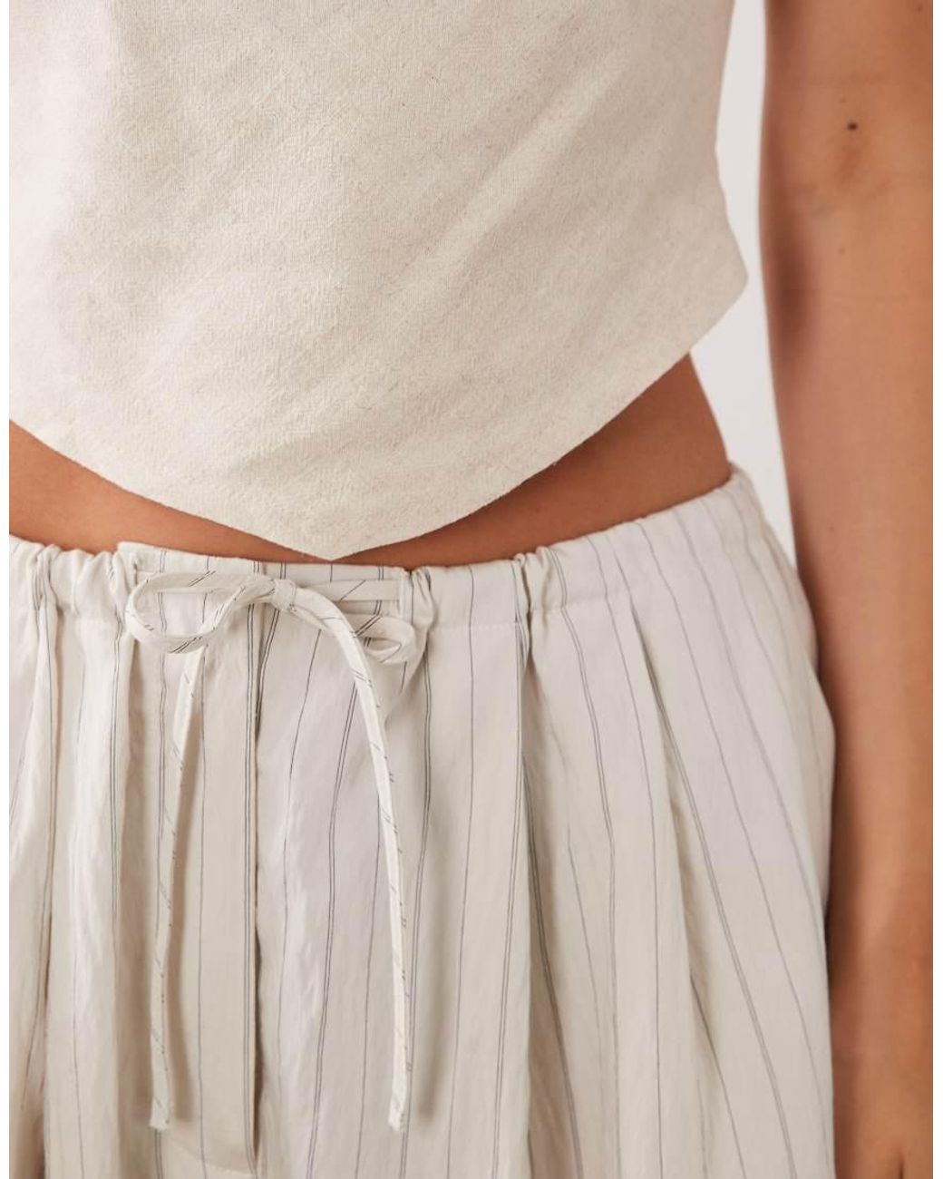 ASOS White Linen Bandeau Scarf Top With Shirred Back