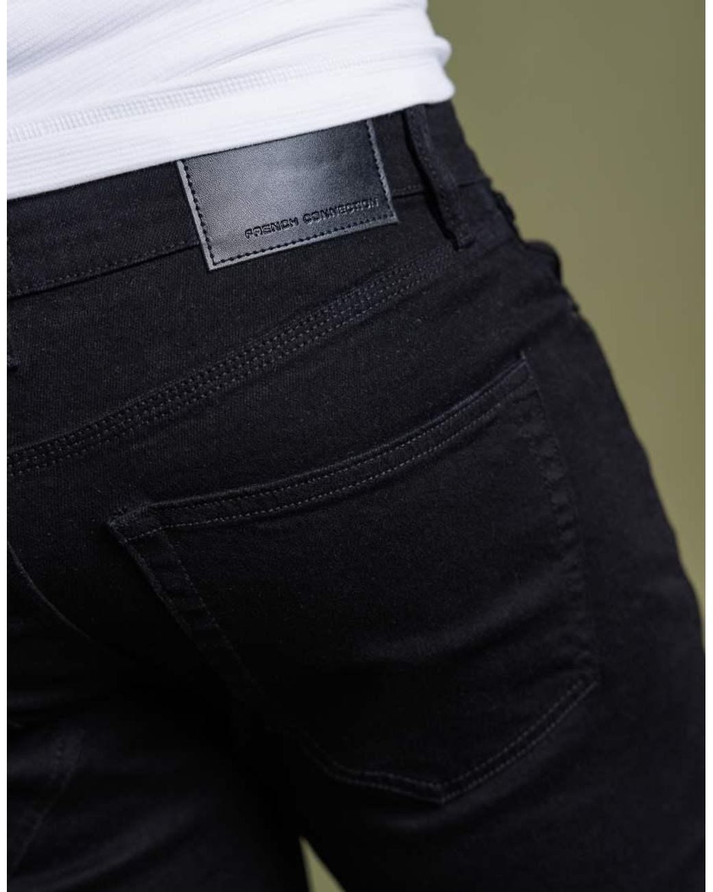 French Connection Green Cotton Straight Leg Stretch Denim Jeans for men