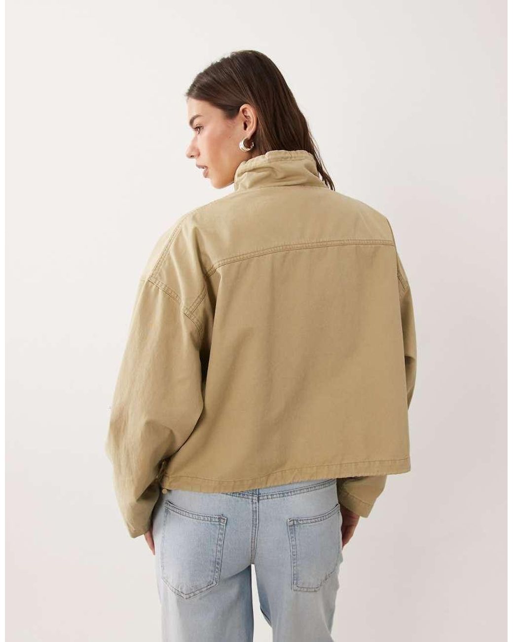 ASOS Brown Denim Lightweight Funnel Neck Jacket