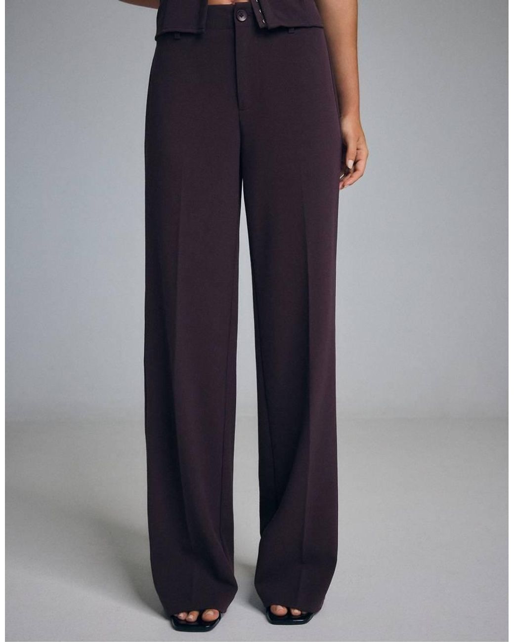 Stradivarius Blue Smart Slim Fit Straight-leg Trousers
