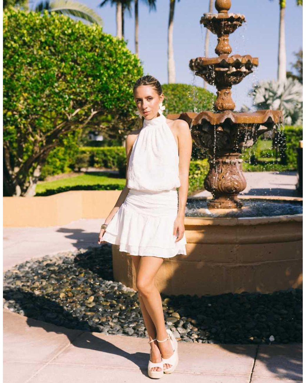 Gina Tricot Pink Embroidered Mini Backless Dress