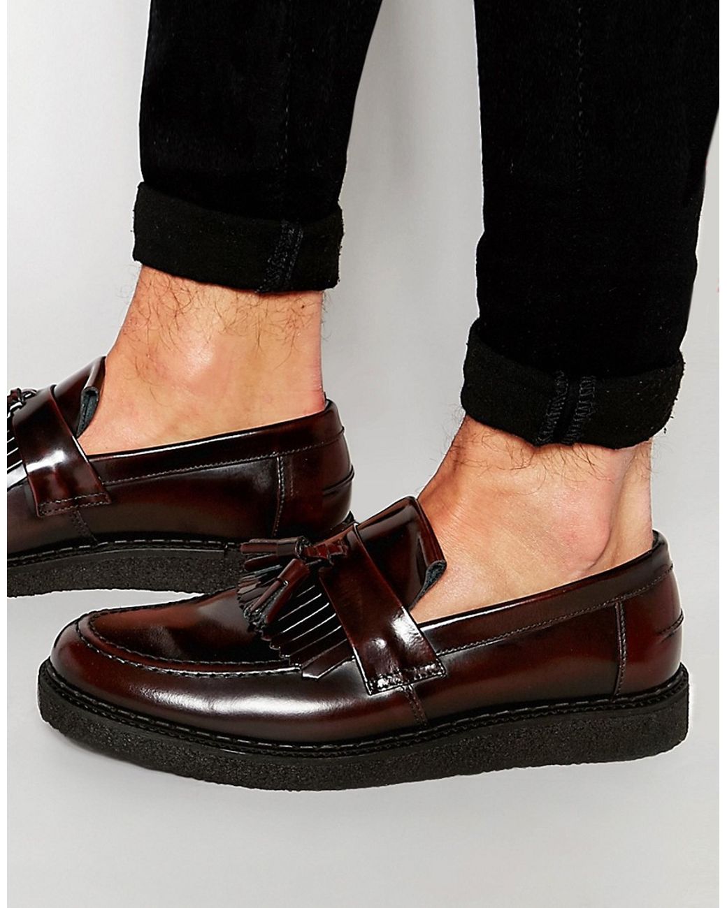 Fred Perry X George Cox Leather Tassel Loafers in Red for Men | Lyst