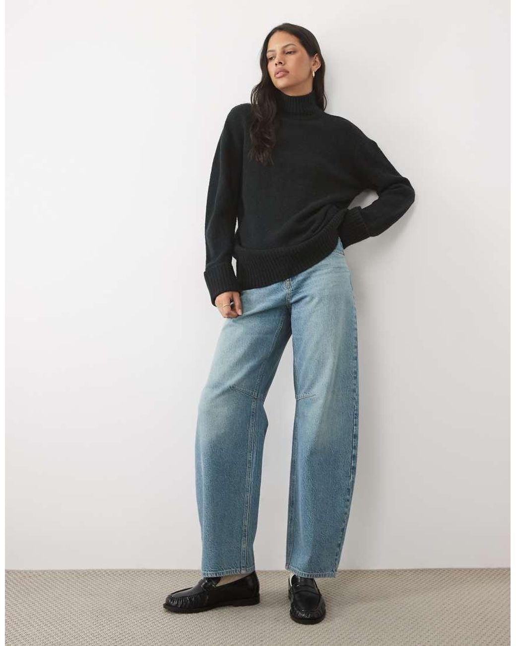 Threadbare Black Roll Neck Knitted Jumper