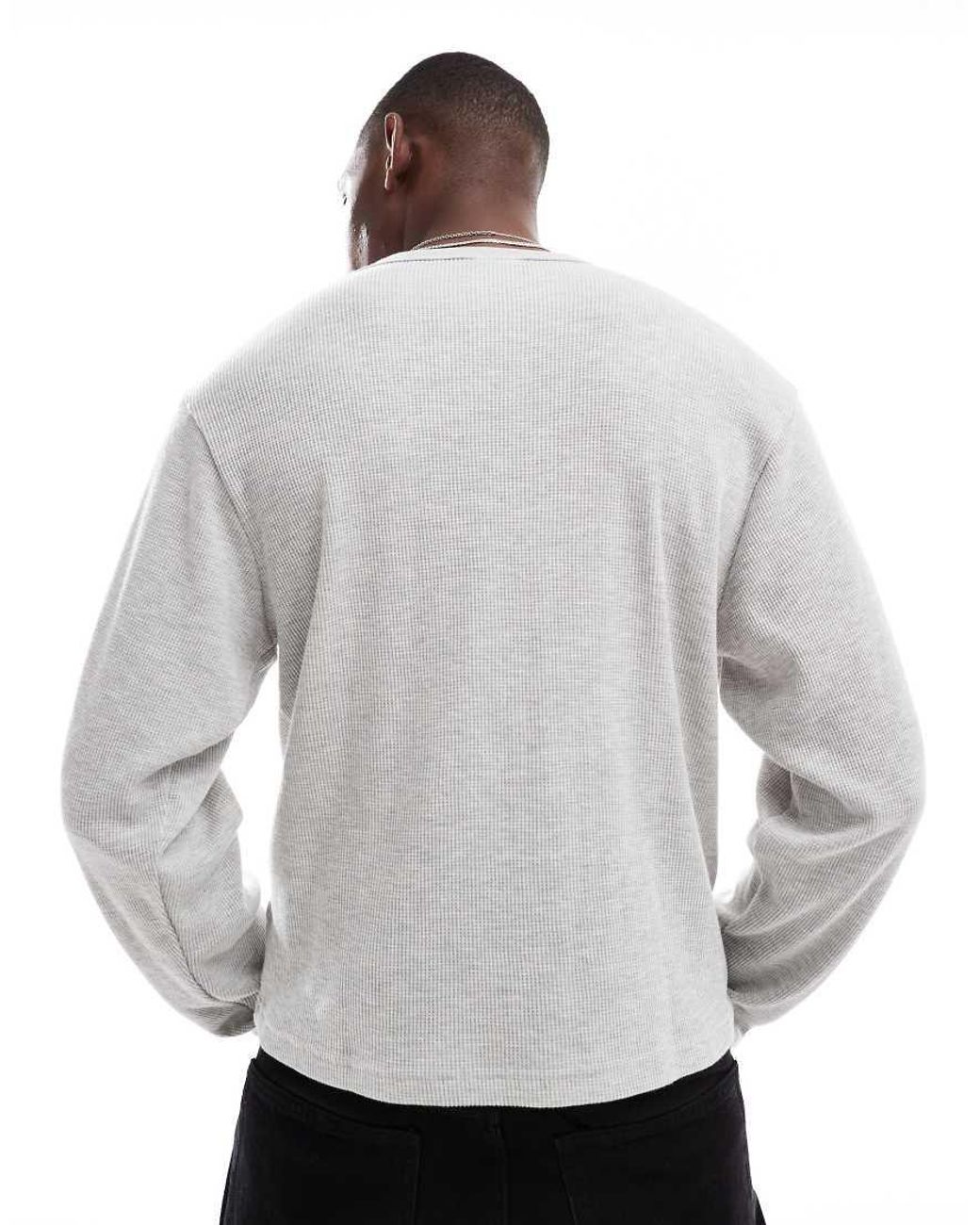 Cotton On Gray Long Sleeve Waffle T-shirt for men