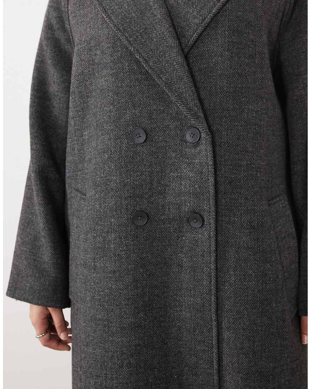 ASOS Black Asos Design Curve Longline Double Breasted Brushed Coat