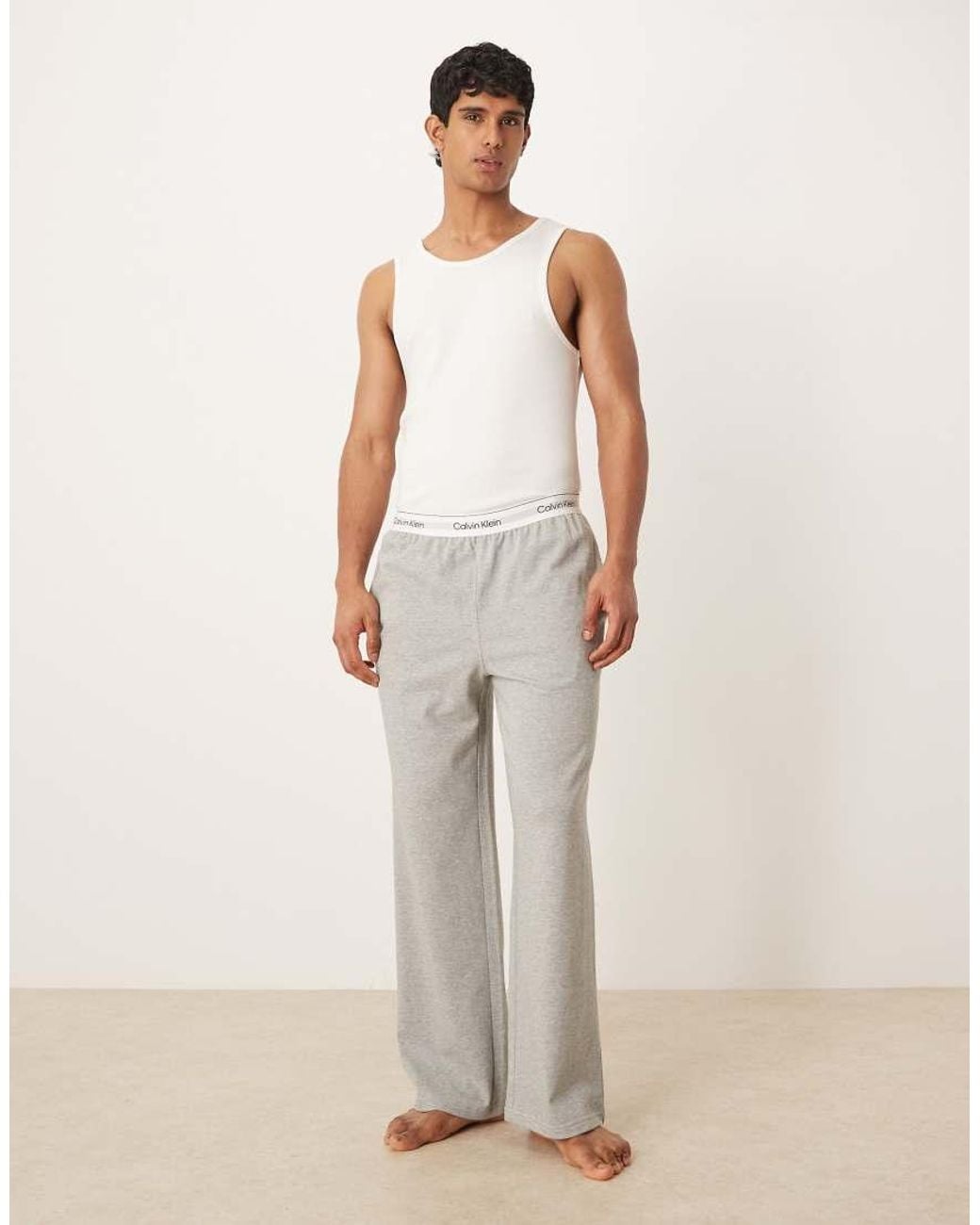 Calvin Klein Gray Icon Cotton Stretch Pyjama Bottoms for men