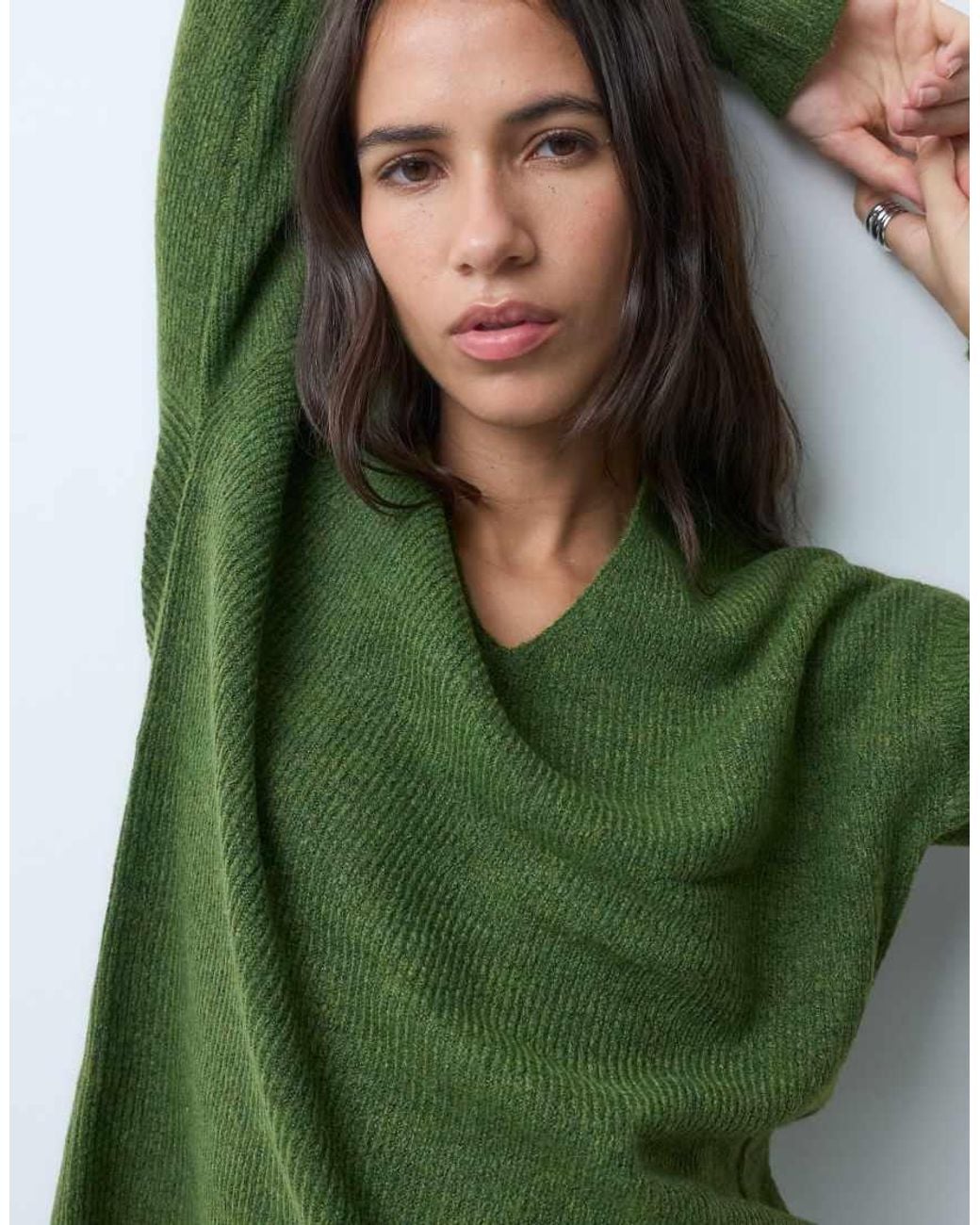 ONLY Green V Neck Long Sleeve Pullover Knit Jumper