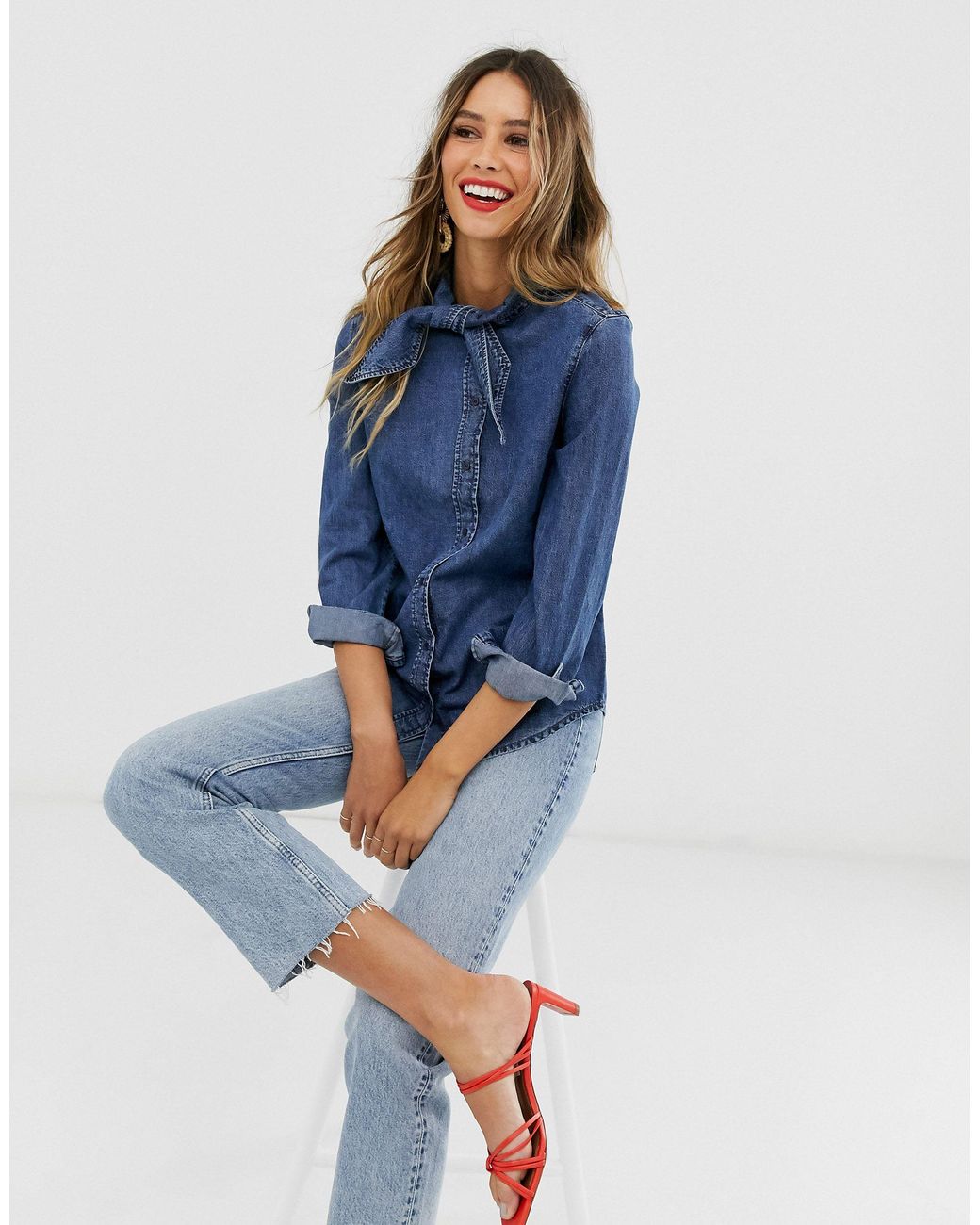 Jeanshemd mit schluppe Clearance